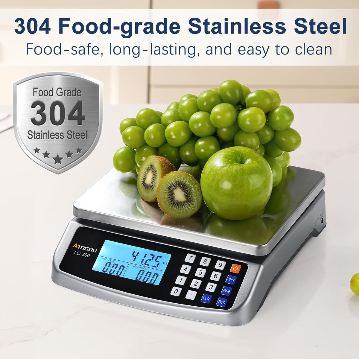 110lb Food Scale, Commercial Kitchen Scale with Price Computing
