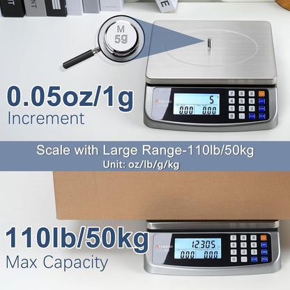 110lb Food Scale, Commercial Kitchen Scale with Price Computing