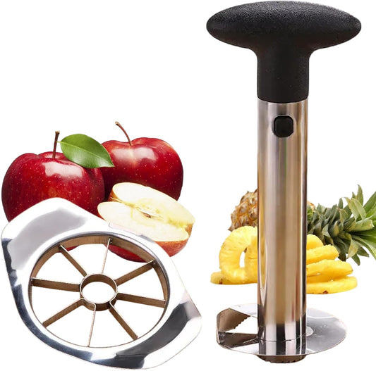 Pineapple Corer and Slicer with Apple Slicer and Corer - Pineapple Cutter Tool & Apple Cutter 8 slices - Pineapple peeler tool - Cut Pineapple - Apple Slicer 8 slices - Pineapple slicer