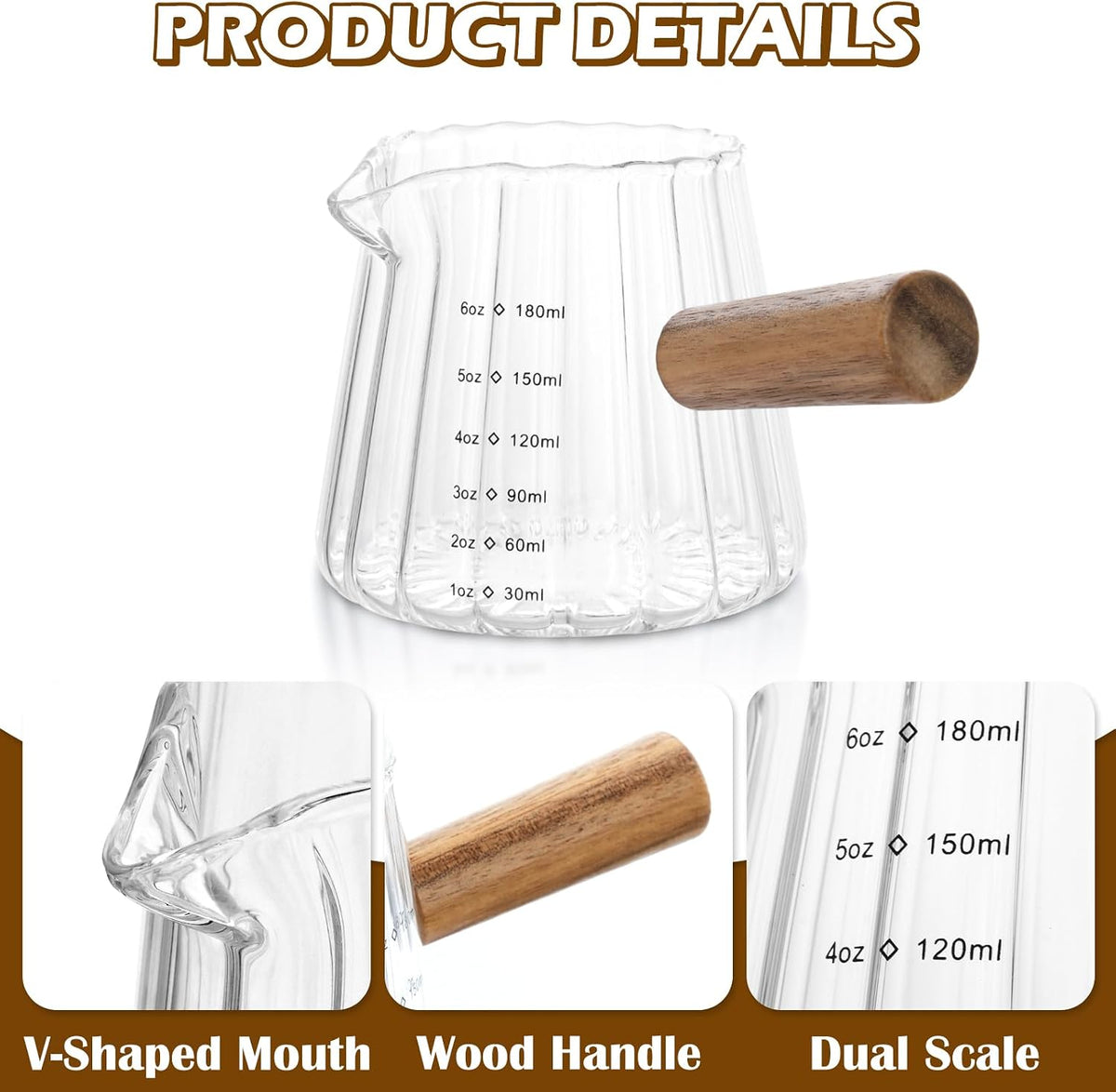 2 Pack 6 OZ Espresso Shot Cups with 2PCS 15 ML Coffee Measuring Spoons Set