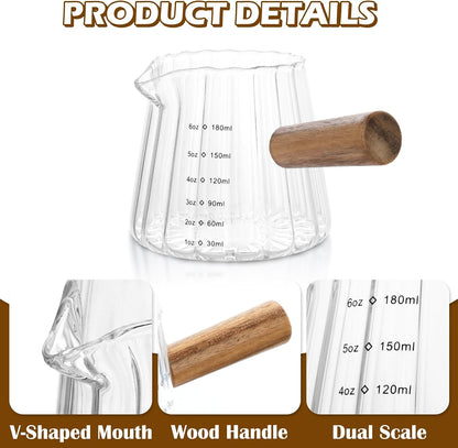 2 Pack 6 OZ Espresso Shot Cups with 2PCS 15 ML Coffee Measuring Spoons Set
