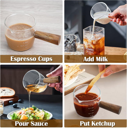 2 Pack 6 OZ Espresso Shot Cups with 2PCS 15 ML Coffee Measuring Spoons Set