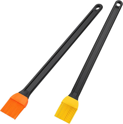14in 2 Tone Silicone Basting Brush, Non-Slip Long Handle | This brush is ideal for high‑heat cooking BBQ, grilling, roasting as well as everyday saucing, egg washing, and basting