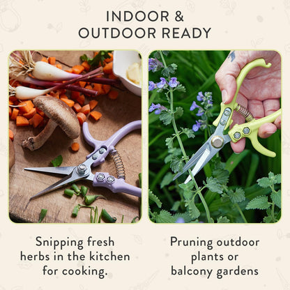 Pruning Shears - Garden Snips - Herb Scissors - Ocean 1-Pack | Lightweight Gardening Tool - Durable Carbon Steel Blade W/Easy-Lock - Gardening Supplies - Flower Cutter - Reusable Holster