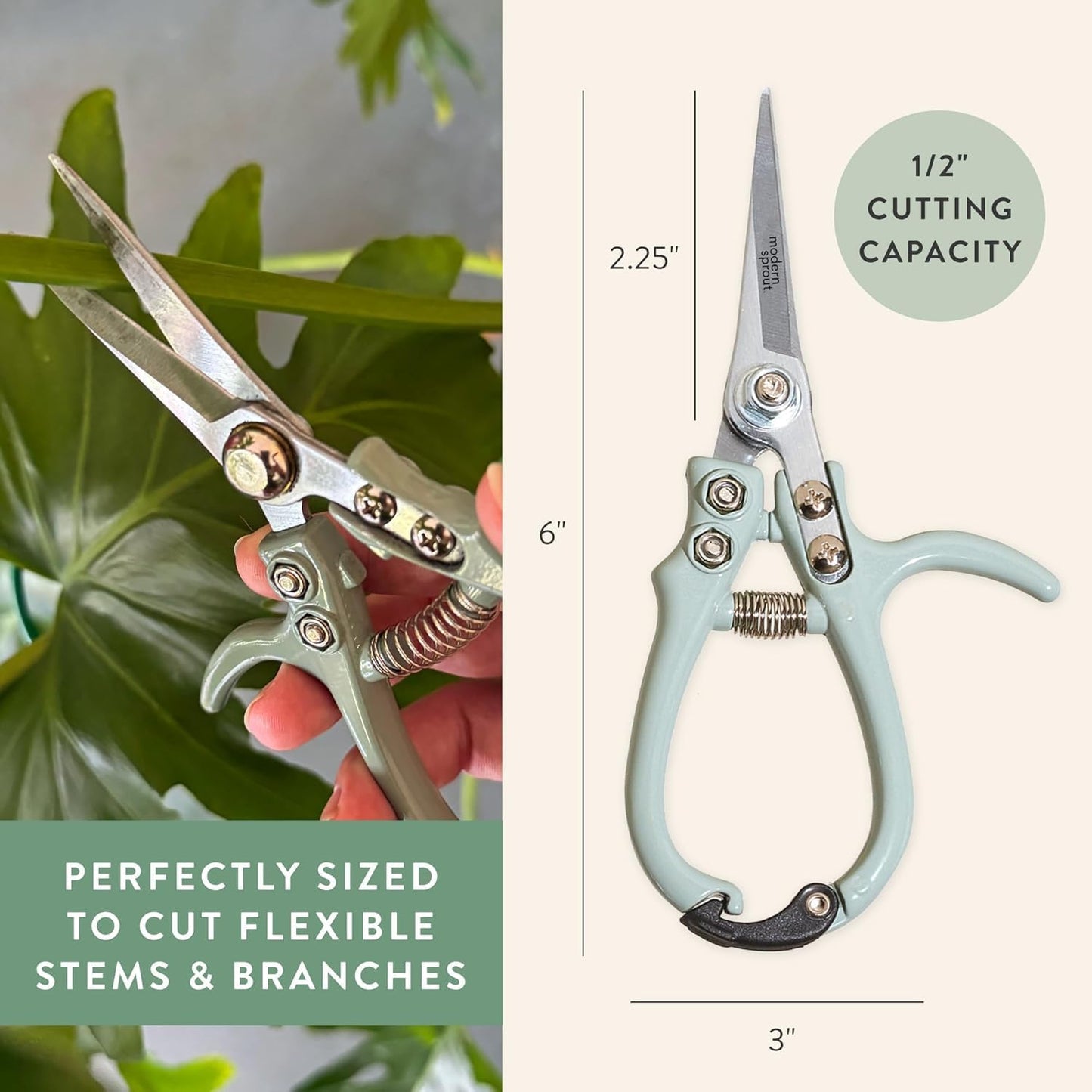 Pruning Shears - Garden Snips - Herb Scissors - Ocean 1-Pack | Lightweight Gardening Tool - Durable Carbon Steel Blade W/Easy-Lock - Gardening Supplies - Flower Cutter - Reusable Holster