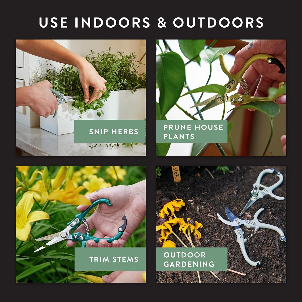 Pruning Shears - Garden Snips - Herb Scissors - Ocean 1-Pack | Lightweight Gardening Tool - Durable Carbon Steel Blade W/Easy-Lock - Gardening Supplies - Flower Cutter - Reusable Holster