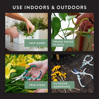 Pruning Shears - Garden Snips - Herb Scissors - Ocean 1-Pack | Lightweight Gardening Tool - Durable Carbon Steel Blade W/Easy-Lock - Gardening Supplies - Flower Cutter - Reusable Holster