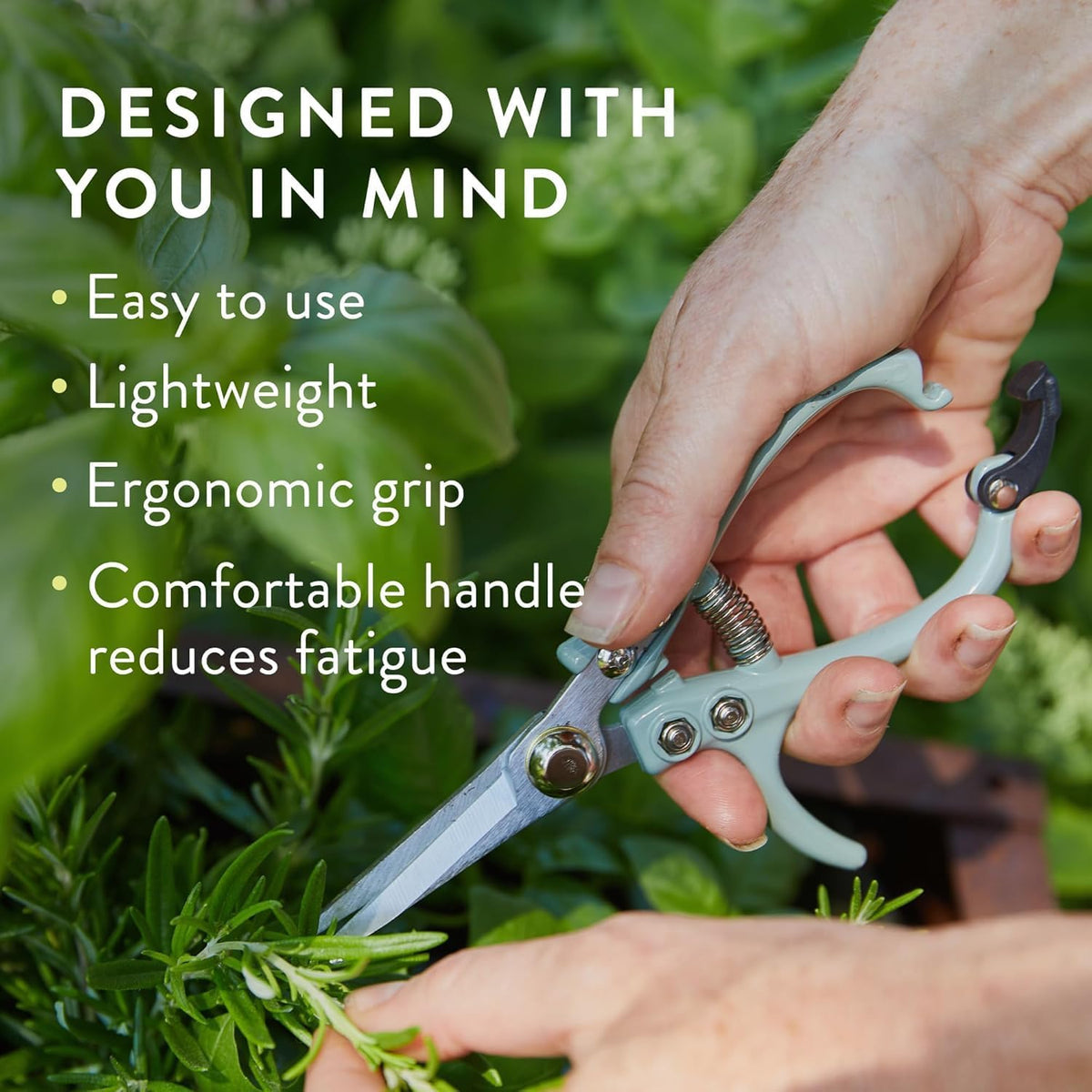 Pruning Shears - Garden Snips - Herb Scissors - Ocean 1-Pack | Lightweight Gardening Tool - Durable Carbon Steel Blade W/Easy-Lock - Gardening Supplies - Flower Cutter - Reusable Holster