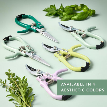 Pruning Shears - Garden Snips - Herb Scissors - Ocean 1-Pack | Lightweight Gardening Tool - Durable Carbon Steel Blade W/Easy-Lock - Gardening Supplies - Flower Cutter - Reusable Holster