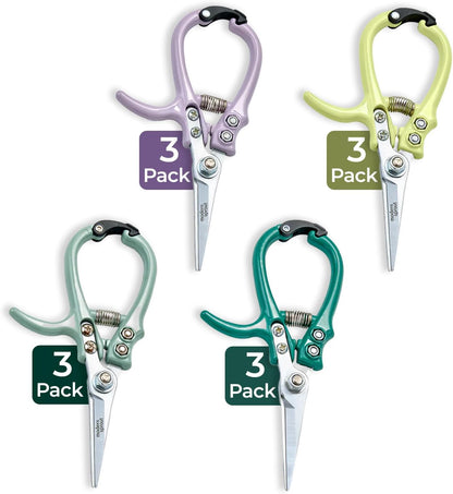 Pruning Shears - Garden Snips - Herb Scissors - Ocean 1-Pack | Lightweight Gardening Tool - Durable Carbon Steel Blade W/Easy-Lock - Gardening Supplies - Flower Cutter - Reusable Holster