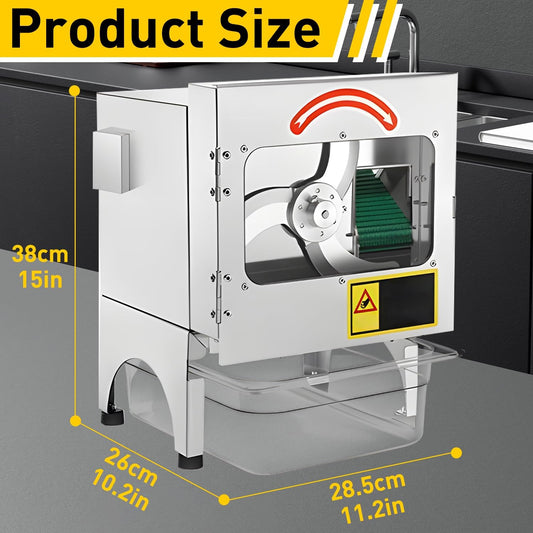 200W Commercial Electric Vegetable Cutter, Automatic Scallion Chopper | 400lb/h with Conveyor Belt, 1-35mm Thickness Adjustable, Commercial Kitchen Herb Chopper 110v