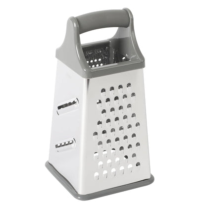 Bluemarine 9-Inch 4-Sided Box Grater – Stainless Steel Cheese and Vegetable Grater, Kitchen Tool for Shredding, Slicing, Grating, Blue/Grey Handle