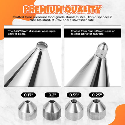 Large 60oz Stainless Steel Pancake Batter Dispenser with Stand and Tools, Great for Pancakes, Cupcake, Candle Wax Pourer, Durable, Leak-Free and Easy to Clean