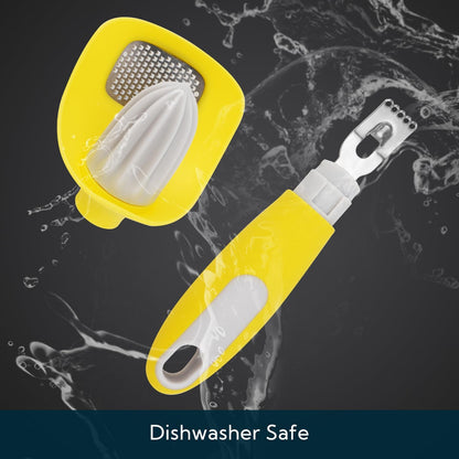 Lemon Zester Bar Tool 4 in 1, Citrus Lime Zester Peeler, Channel Knife, Citrus Reamer, Grater, Seed Pip Catcher to Avoid Mess, Soft-Touch Grip, Compact for Easy Storage, Dishwasher Safe
