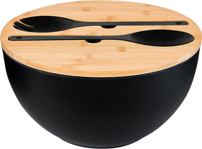 12" Salad Bowls, Bamboo Fiber Salad Bowl with Lid, 7.7Qt Extra Large Mixing Bowls with Servers for Kitchen, Salad Serving Bowl Set with Utensils for Salad, Pasta, Fruits, Vegetables and Dessert
