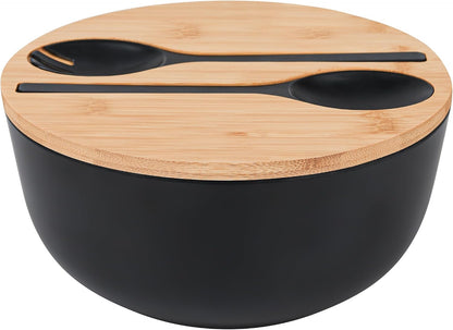 12" Salad Bowls, Bamboo Fiber Salad Bowl with Lid, 7.7Qt Extra Large Mixing Bowls with Servers for Kitchen, Salad Serving Bowl Set with Utensils for Salad, Pasta, Fruits, Vegetables and Dessert