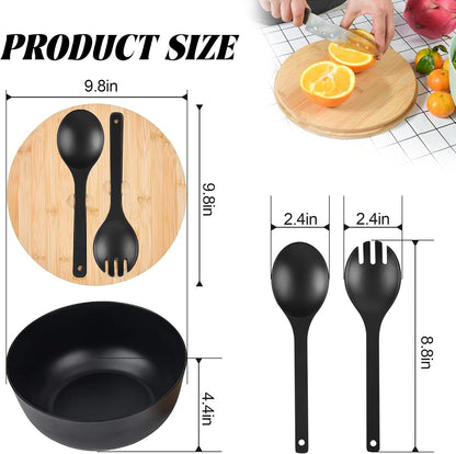 12" Salad Bowls, Bamboo Fiber Salad Bowl with Lid, 7.7Qt Extra Large Mixing Bowls with Servers for Kitchen, Salad Serving Bowl Set with Utensils for Salad, Pasta, Fruits, Vegetables and Dessert