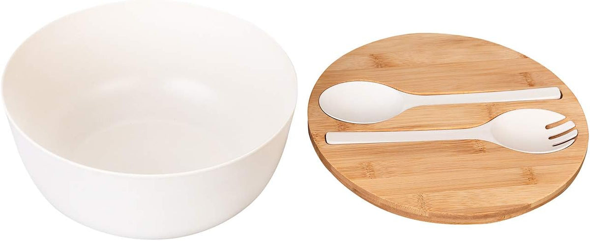 12" Salad Bowls, Bamboo Fiber Salad Bowl with Lid, 7.7Qt Extra Large Mixing Bowls with Servers for Kitchen, Salad Serving Bowl Set with Utensils for Salad, Pasta, Fruits, Vegetables and Dessert