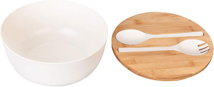12" Salad Bowls, Bamboo Fiber Salad Bowl with Lid, 7.7Qt Extra Large Mixing Bowls with Servers for Kitchen, Salad Serving Bowl Set with Utensils for Salad, Pasta, Fruits, Vegetables and Dessert