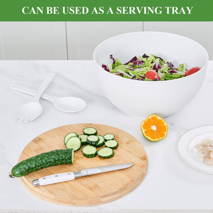 12" Salad Bowls, Bamboo Fiber Salad Bowl with Lid, 7.7Qt Extra Large Mixing Bowls with Servers for Kitchen, Salad Serving Bowl Set with Utensils for Salad, Pasta, Fruits, Vegetables and Dessert