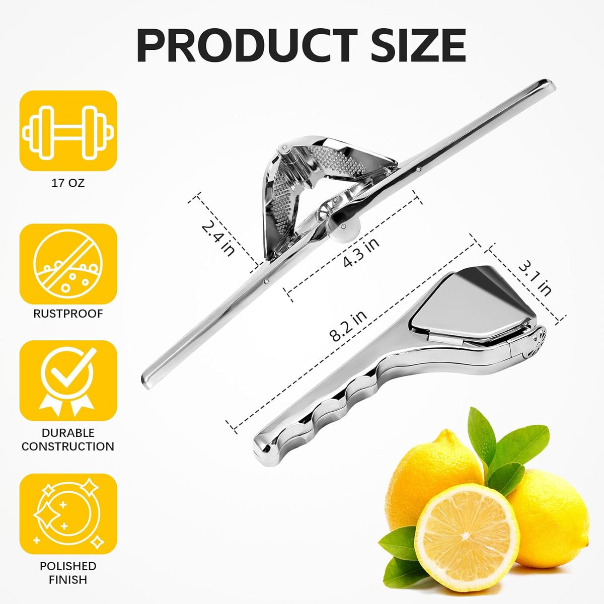 Lemon Squeezer Stainless Steel, Heavy - duty Lime Squeezer, Citrus Squeezer