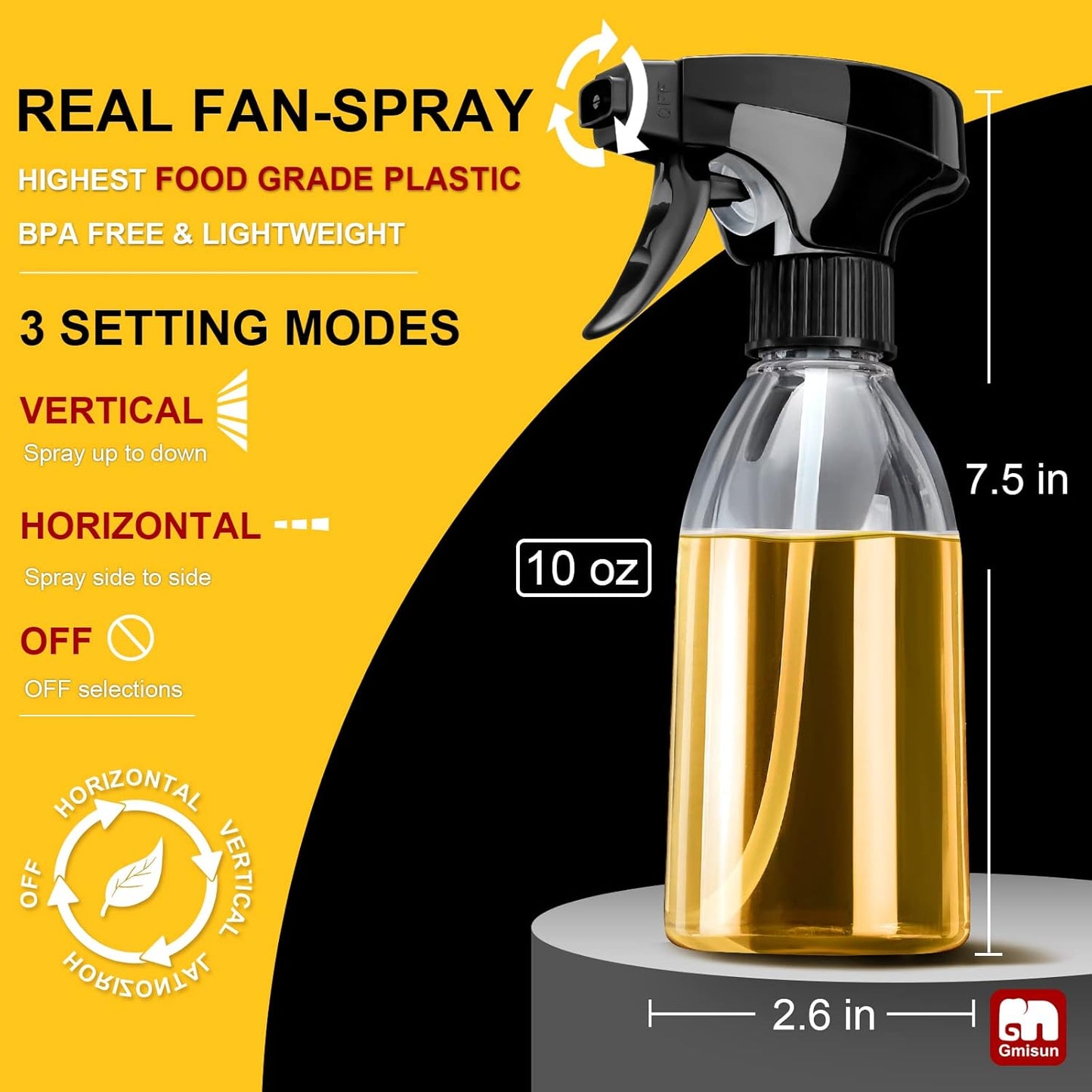 Oil Sprayer for Cooking, 2 Pack Olive Oil Spray Bottle, 10oz Food-Grade Plastic Oil Spritzer Mister, Refillable Oil Dispenser Bottle for Salad, BBQ, Grilling, Kitchen Baking, Roasting