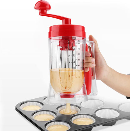 Pancake Batter Dispenser, Manual Pancake Cupcake Batter Mixer with Scale Hand Held Bakeware Maker Dispenser Blender Machine Baking Tool for Muffins Crepes Cake Waffles