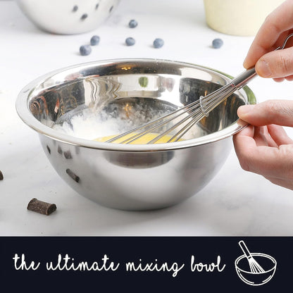 Stainless Steel Mixing Bowls Set, 5-Piece Meal Prep & Food Storage | .75, 1.5, 3, 4 & 5 Quart Metal Mixing Bowls Set for Prep, Serving, Baking & Food Storage, Ecofriendly, Dishwasher Safe
