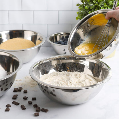 Stainless Steel Mixing Bowls Set, 5-Piece Meal Prep & Food Storage | .75, 1.5, 3, 4 & 5 Quart Metal Mixing Bowls Set for Prep, Serving, Baking & Food Storage, Ecofriendly, Dishwasher Safe