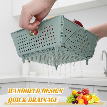 3 Pack Versatile Collapsible Colander Thickened Plastic Kitchen Collapsible Strainer with Resting Feet Wash Foldable Storage Drain Basket for Pasta, Fruit, Vegetables, Berry Space Saving