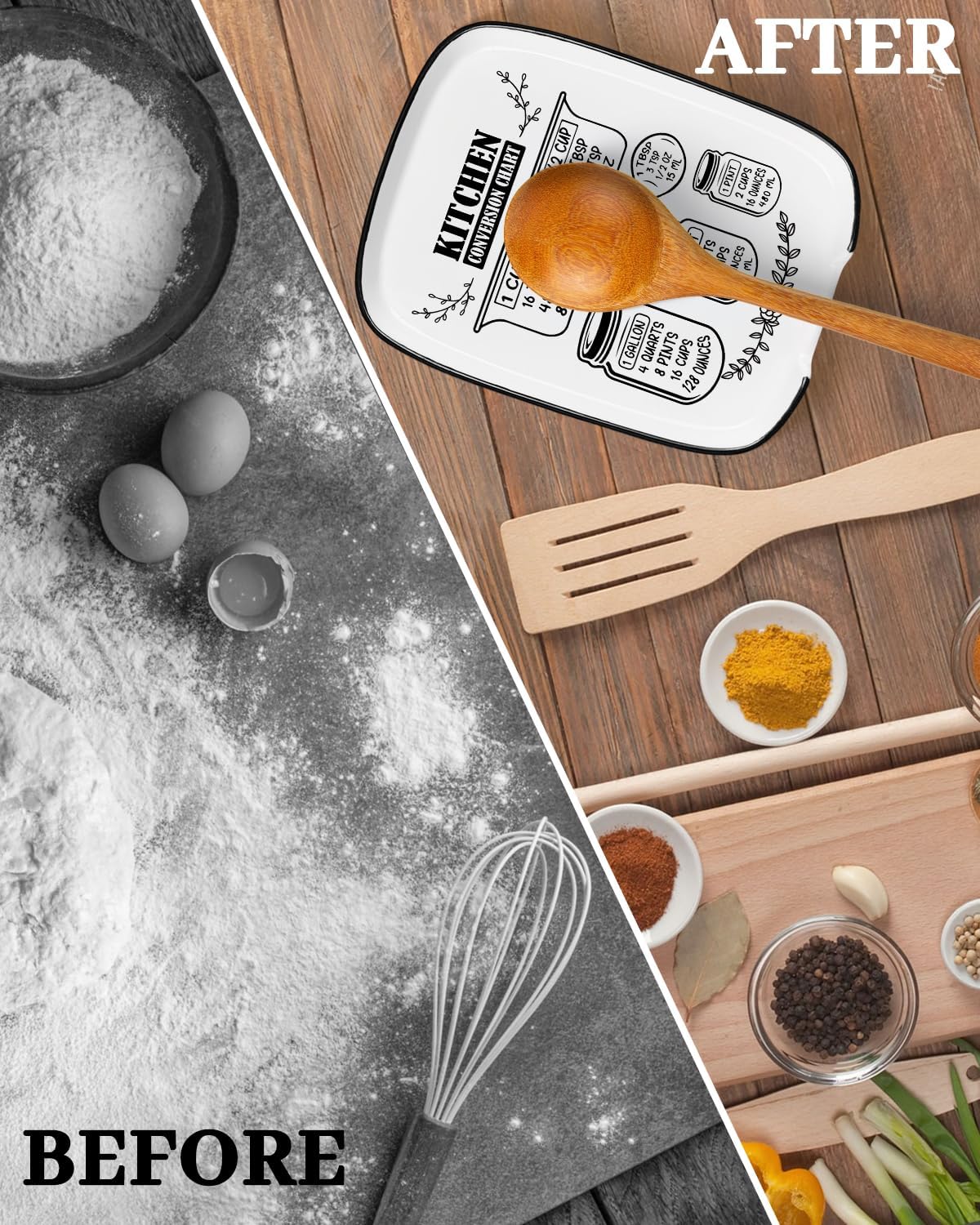 Ceramic Spoon Rest Spoon Holder for Stove Top Kitchen Counter Kitchen Decor | Funny Large Cooking Utensil Rest, Kitchen Gadget Spatula Ladle Holder, Farmhouse Kitchen Accessories Conversion Chart
