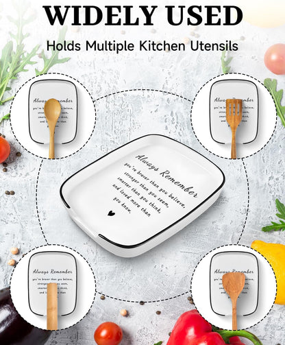 Ceramic Spoon Rest Spoon Holder for Stove Top Kitchen Counter Kitchen Decor | Funny Large Cooking Utensil Rest, Kitchen Gadget Spatula Ladle Holder, Farmhouse Kitchen Accessories Conversion Chart