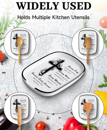 Ceramic Spoon Rest Spoon Holder for Stove Top Kitchen Counter Kitchen Decor | Funny Large Cooking Utensil Rest, Kitchen Gadget Spatula Ladle Holder, Farmhouse Kitchen Accessories Conversion Chart