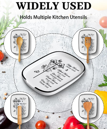 Ceramic Spoon Rest Spoon Holder for Stove Top Kitchen Counter Kitchen Decor | Funny Large Cooking Utensil Rest, Kitchen Gadget Spatula Ladle Holder, Farmhouse Kitchen Accessories Conversion Chart