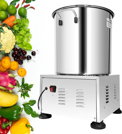 Electric Commercial Salad Spinner Large Inner Capacity 10L(3kg Vegetable), 110V Stainless Steel Lettuce Spinner Vegetable Dryer for Canteens Hotels and Restaurants, One Key Switch