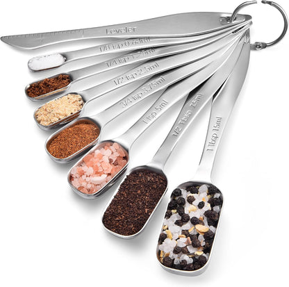 18/8 Stainless Steel Measuring Spoons with Long Handle (Set of 7)