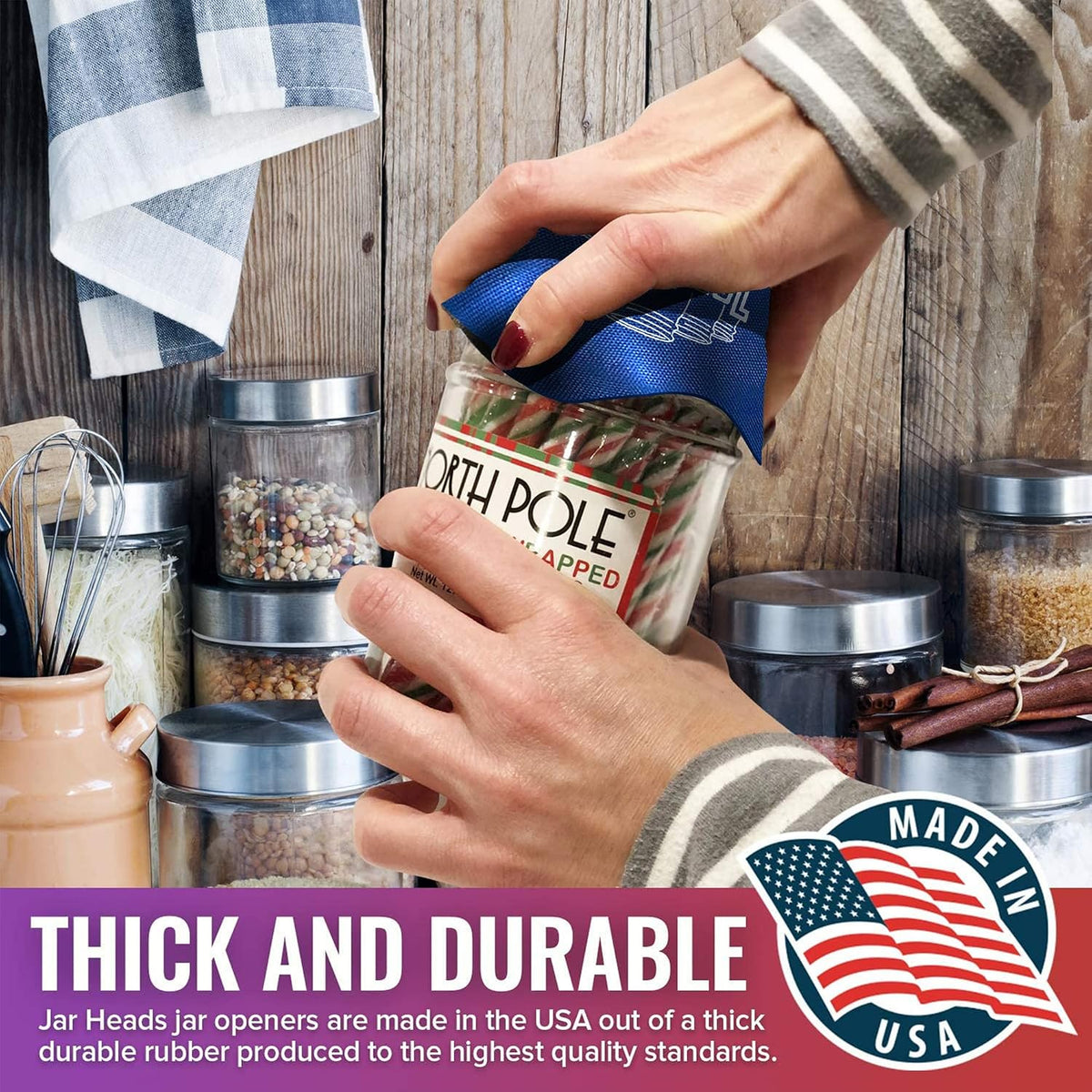 Rubber Jar Opener Gripper Pad - Thick 5 Inch Grippers for Opening Jars Made in the USA - Jar Opener for Weak Hands & Seniors with Arthritis