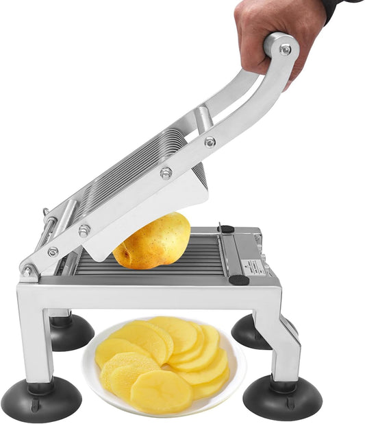 Commercial Egg Slicer Heavy Duty Vegetable Slicer Manual Tomato Cutter, 4”/10mm Thickness Stainless Steel Cucumber Onion Slicer Tool with 4 Suction Cups for Restaurant or Home Use