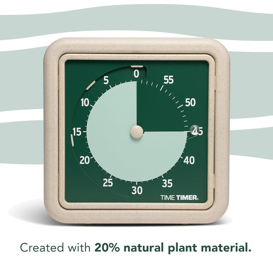 ® Retro 8 inch Eco Edition Visual Timer - 60 Minute Desk Countdown Clock Made with at Least 20% Natural Plant Material- Green Land