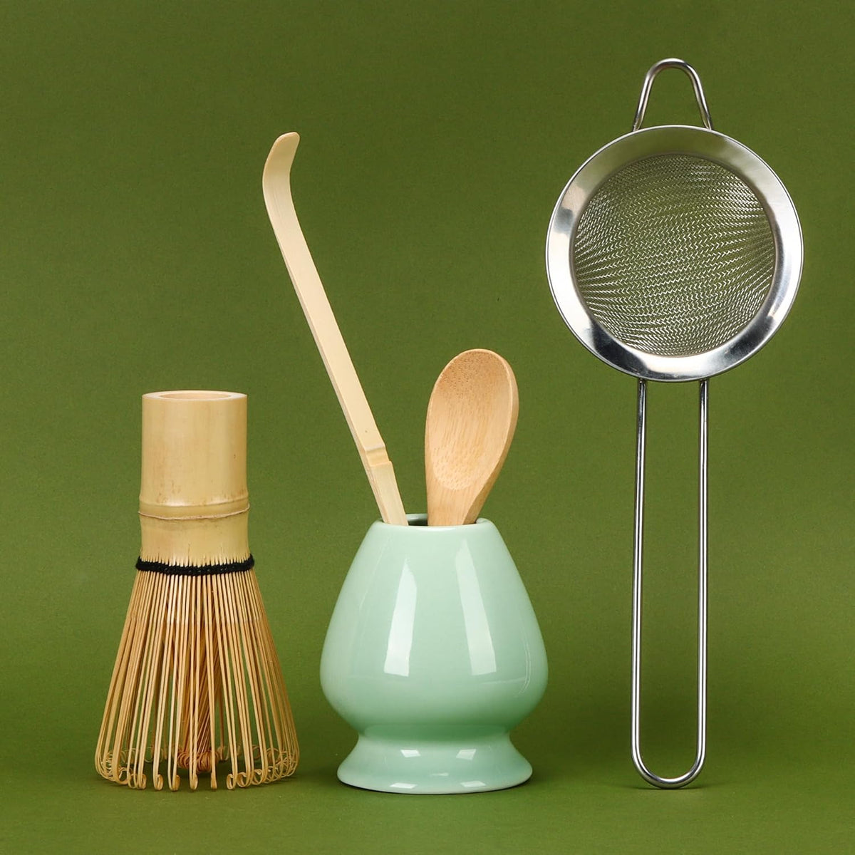 Matcha Whisk 5 Set,Tea Tools For Ceremony(Green)