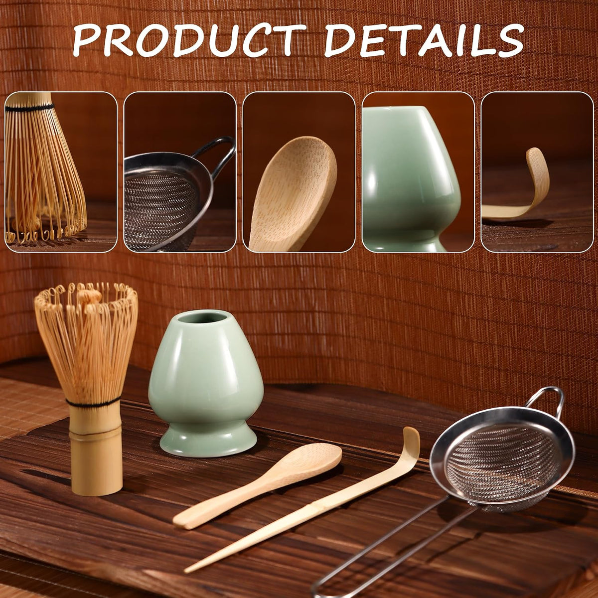 Matcha Whisk 5 Set,Tea Tools For Ceremony(Green)