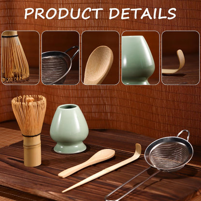 Matcha Whisk 5 Set,Tea Tools For Ceremony(Green)