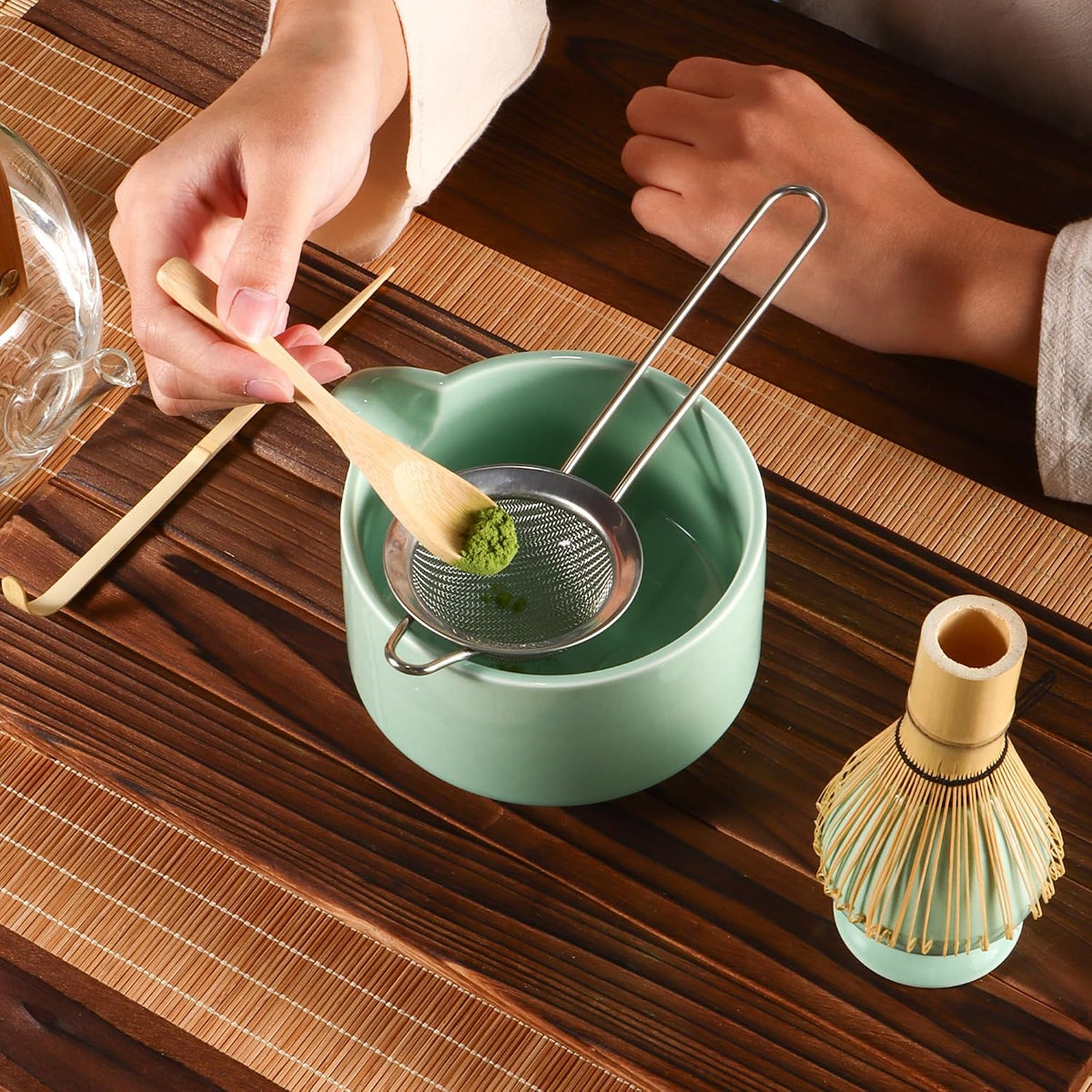 Matcha Whisk 5 Set,Tea Tools For Ceremony(Green)