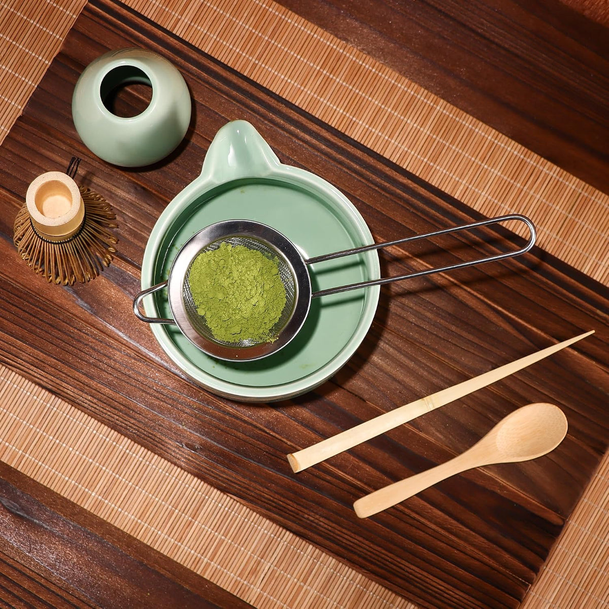 Matcha Whisk 5 Set,Tea Tools For Ceremony(Green)