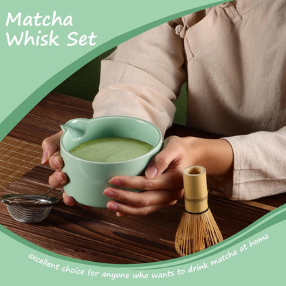 Matcha Whisk 5 Set,Tea Tools For Ceremony(Green)