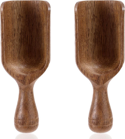 2pcs Mini Acacia Wood Coffee Spoons, 4.13in Small Wooden Scoops for Jars