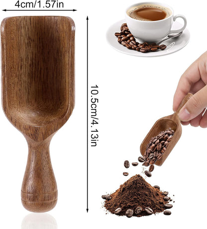 2pcs Mini Acacia Wood Coffee Spoons, 4.13in Small Wooden Scoops for Jars