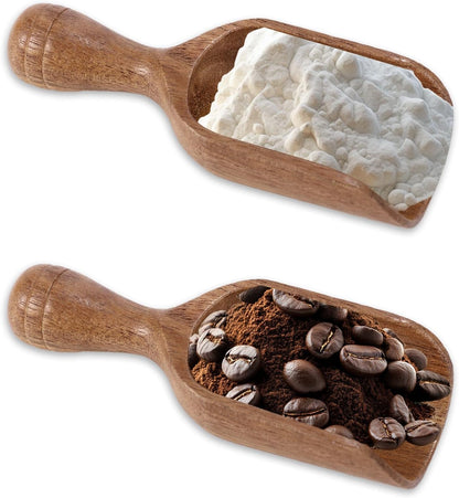 2pcs Mini Acacia Wood Coffee Spoons, 4.13in Small Wooden Scoops for Jars