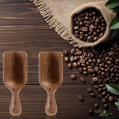 2pcs Mini Acacia Wood Coffee Spoons, 4.13in Small Wooden Scoops for Jars
