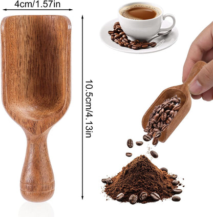 2pcs Mini Acacia Wood Coffee Spoons, 4.13in Small Wooden Scoops for Jars